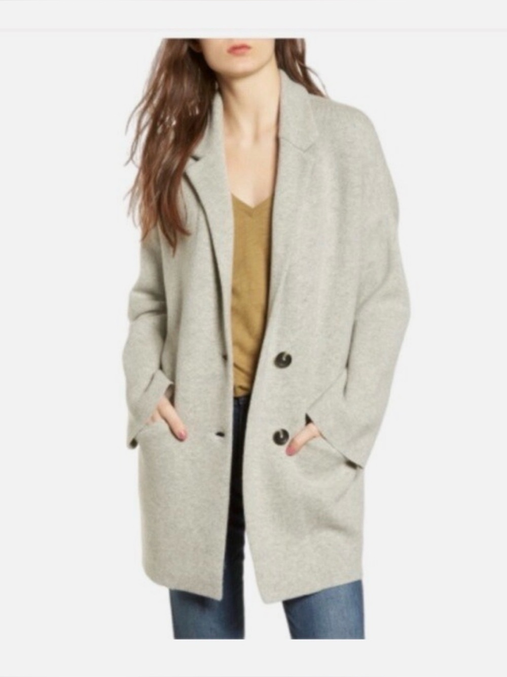 Madewell 100% Merino Wool Blazer Sweater Jacket Oversized Coat with pockets